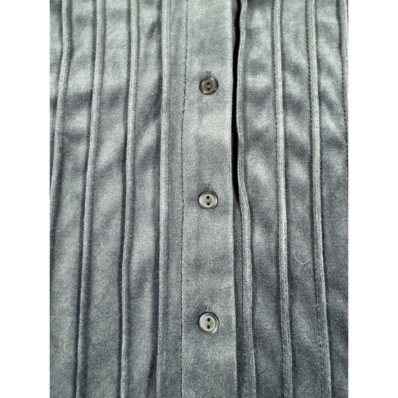 Woman Within Velvet Tunic Top Womens 2X 26 28 Blue Button Front Stretch Soft - Picture 6 of 12